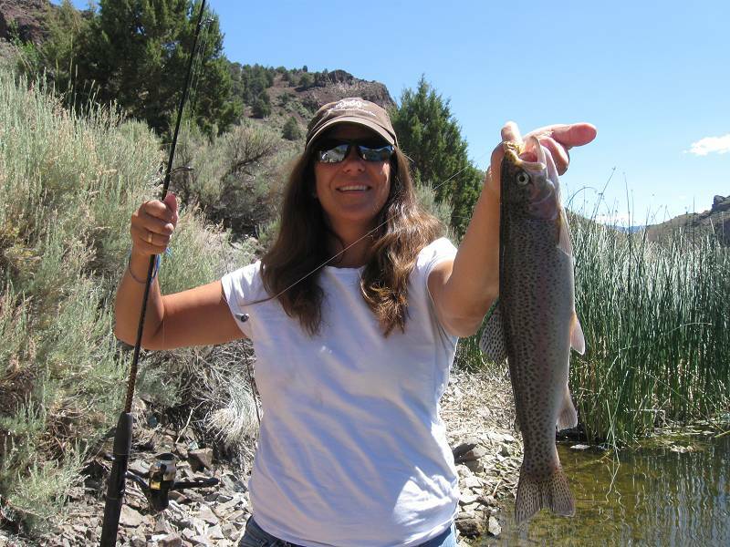 Special to the Pahrump Valley Times Anna Calvert with a nice desert trout; showing us that even ...