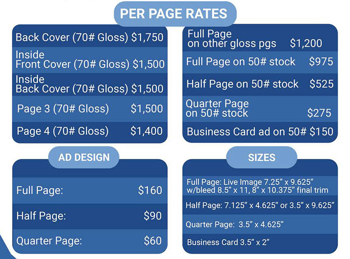 Special to the Pahrump Valley Times This rate card shows the prices advertisers can expect to p ...