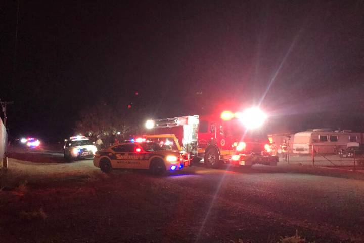 (Nye County Sheriff's Office) Very gusty wind conditions have hampered firefighters efforts to ...