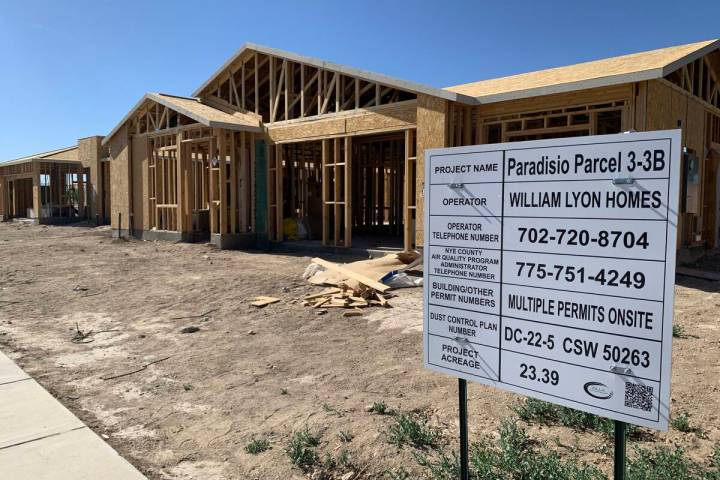 (Brent Schanding/Pahrump Valley Times) New homes under construction on Tuesday, May 17 on Splen ...