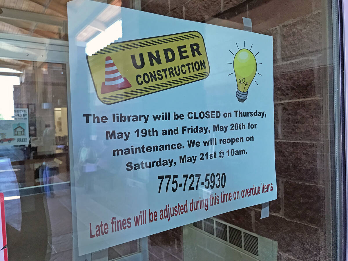 Robin Hebrock/Pahrump Valley Times The Pahrump Community Library will be closed tomorrow, Thurs ...