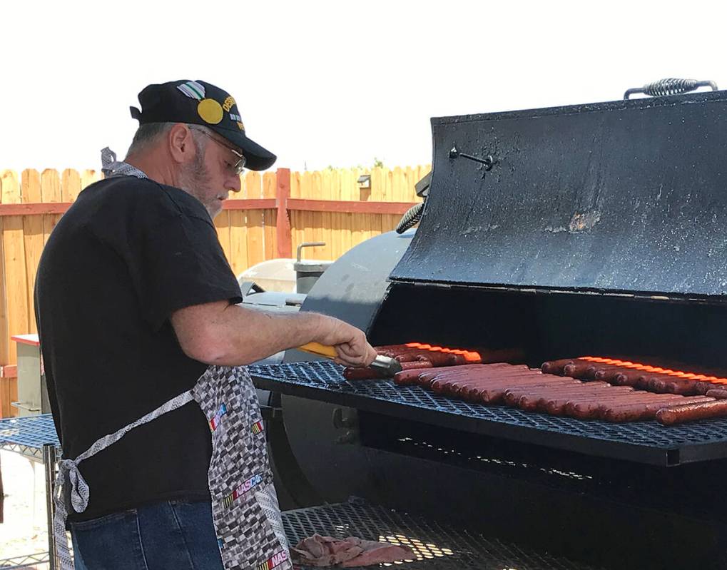 Robin Hebrock/Pahrump Valley Times Giant hotdogs were being grilled up outside on the patio dur ...