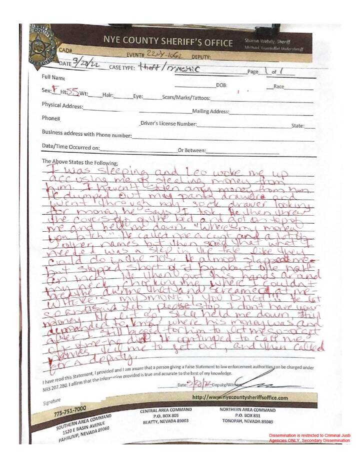 NCSO released a redacted deputy report from the incident where Melissa Blundo talks about the i ...