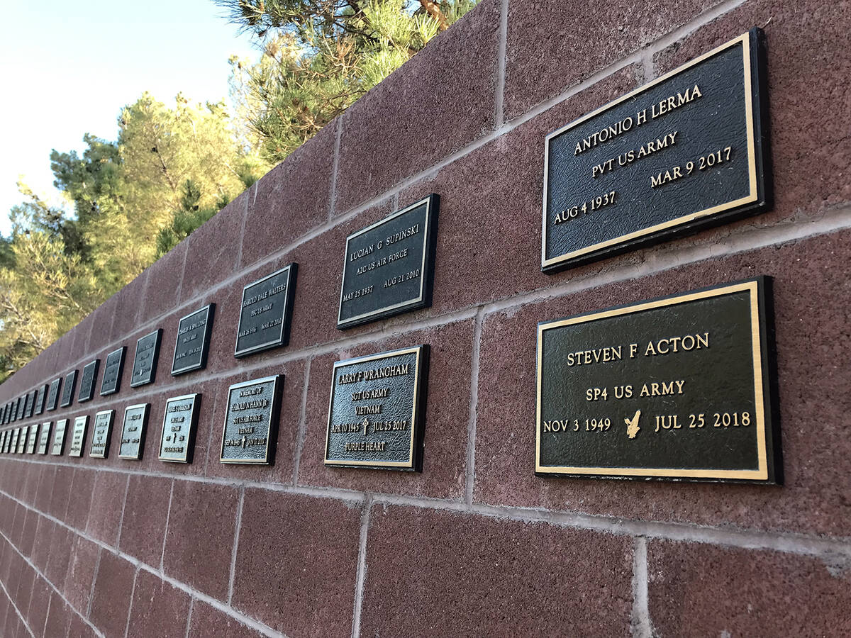 Robin Hebrock/Pahrump Valley Times The Veterans Memorial includes a memorial wall, where the na ...