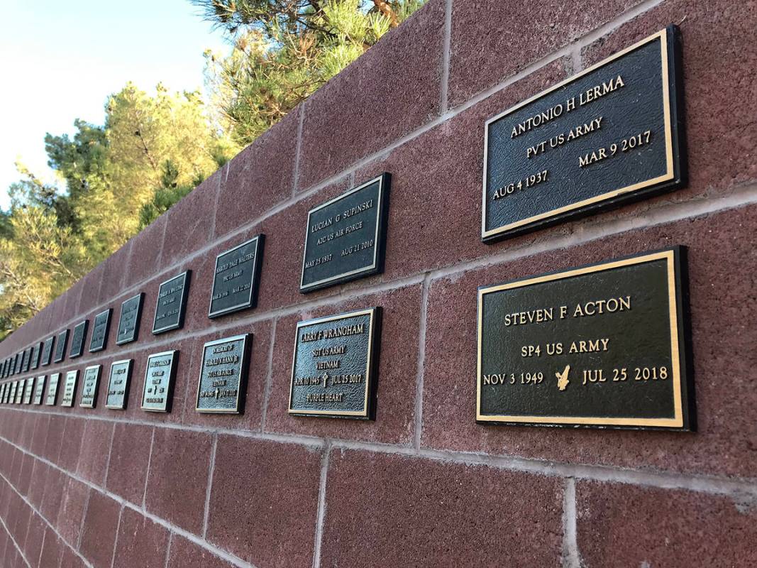 Robin Hebrock/Pahrump Valley Times The Veterans Memorial includes a memorial wall, where the na ...