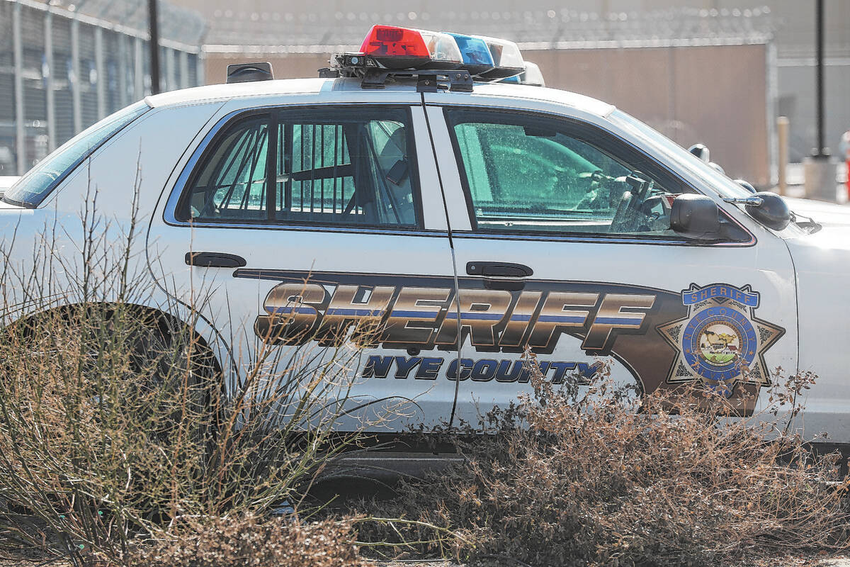 A Nye County Sheriff’s patrol car in the yard behind their offices on Wednesday, Jan. 19, 202 ...