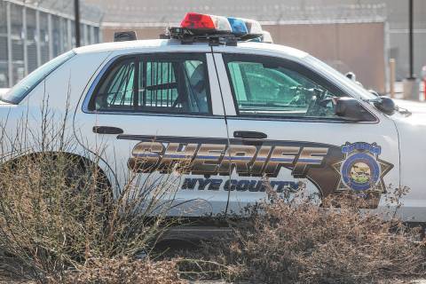 A Nye County Sheriff’s patrol car in the yard behind their offices on Wednesday, Jan. 19, 202 ...