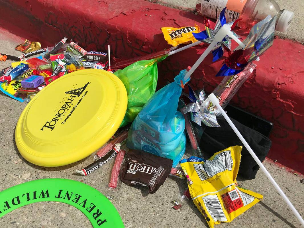 Robin Hebrock/Pahrump Valley Times A youngster's parade goodies stash pile is pictured here.