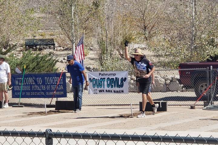 Danny Smyth/Pahrump Valley Times The Nevada State Horseshoe Pitching Association is holding a t ...