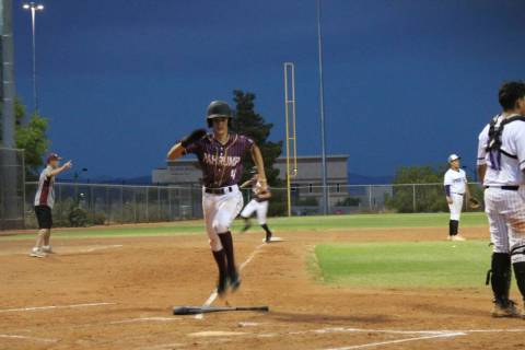 Danny Smyth/Pahrump Valley Times Kier Sheppard (4) comes in to score on a ground ball by his t ...