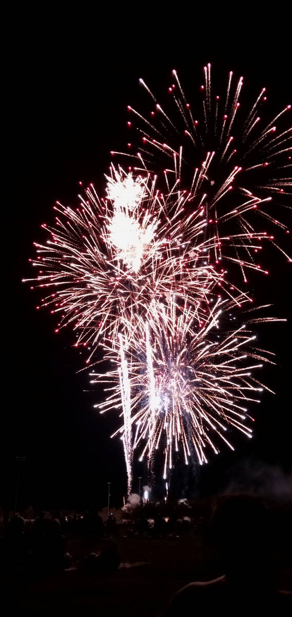 Charlotte Uyeno/Pahrump Valley Times This file photo shows a sparkling explosion over Petrack P ...