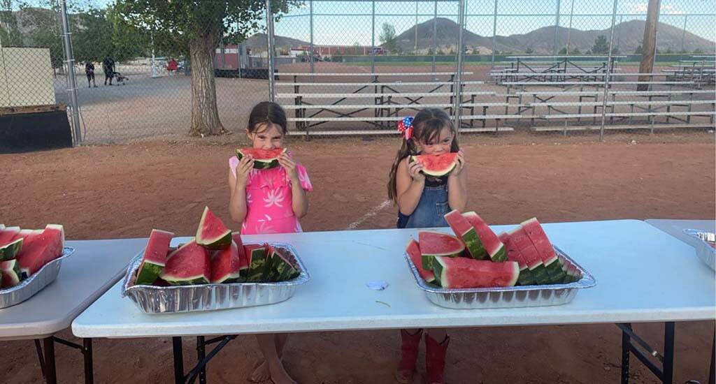 Special to the Times-Bonanza The watermelon eating contest is always a treat, munching on the s ...
