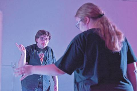 Joshua Mull (left) and Madison Hanline (right) are performing in "Time Log" an original play fr ...