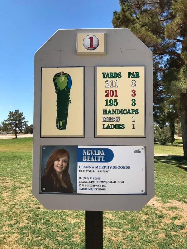 Robin Hebrock/Pahrump Valley Times New signage for the 18 holes at Lakeview Executive Golf Cour ...