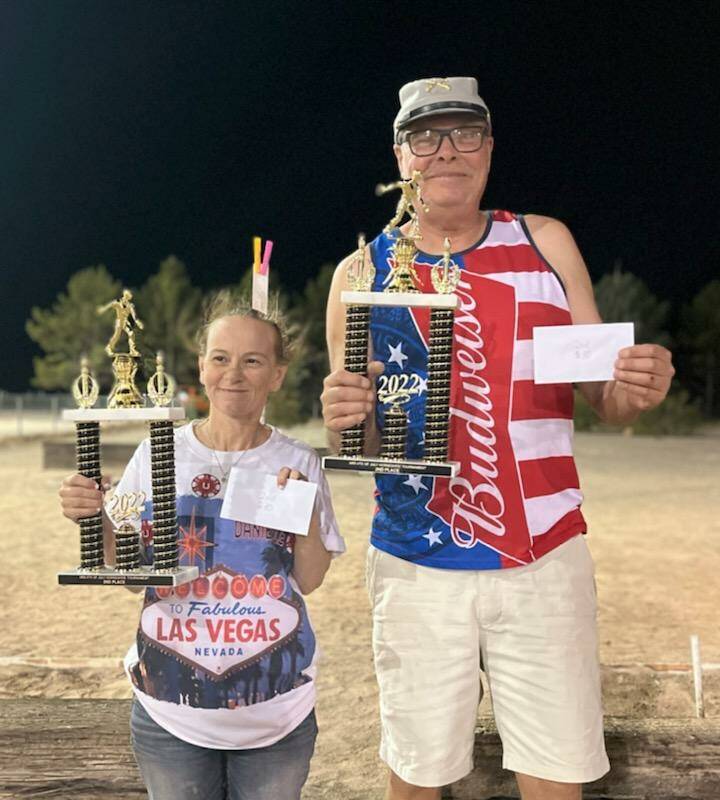 Special to the Pahrump Valley Times The team of Danielle Workman (left) and Lathan Dilger (righ ...