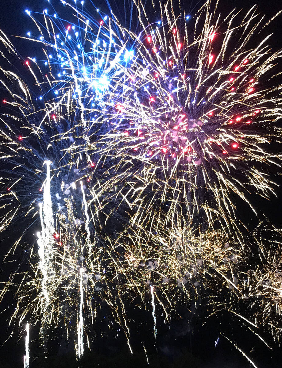 Robin Hebrock/Pahrump Valley Times A colorful profusion of pyrotechnics light up the sky on July 4.