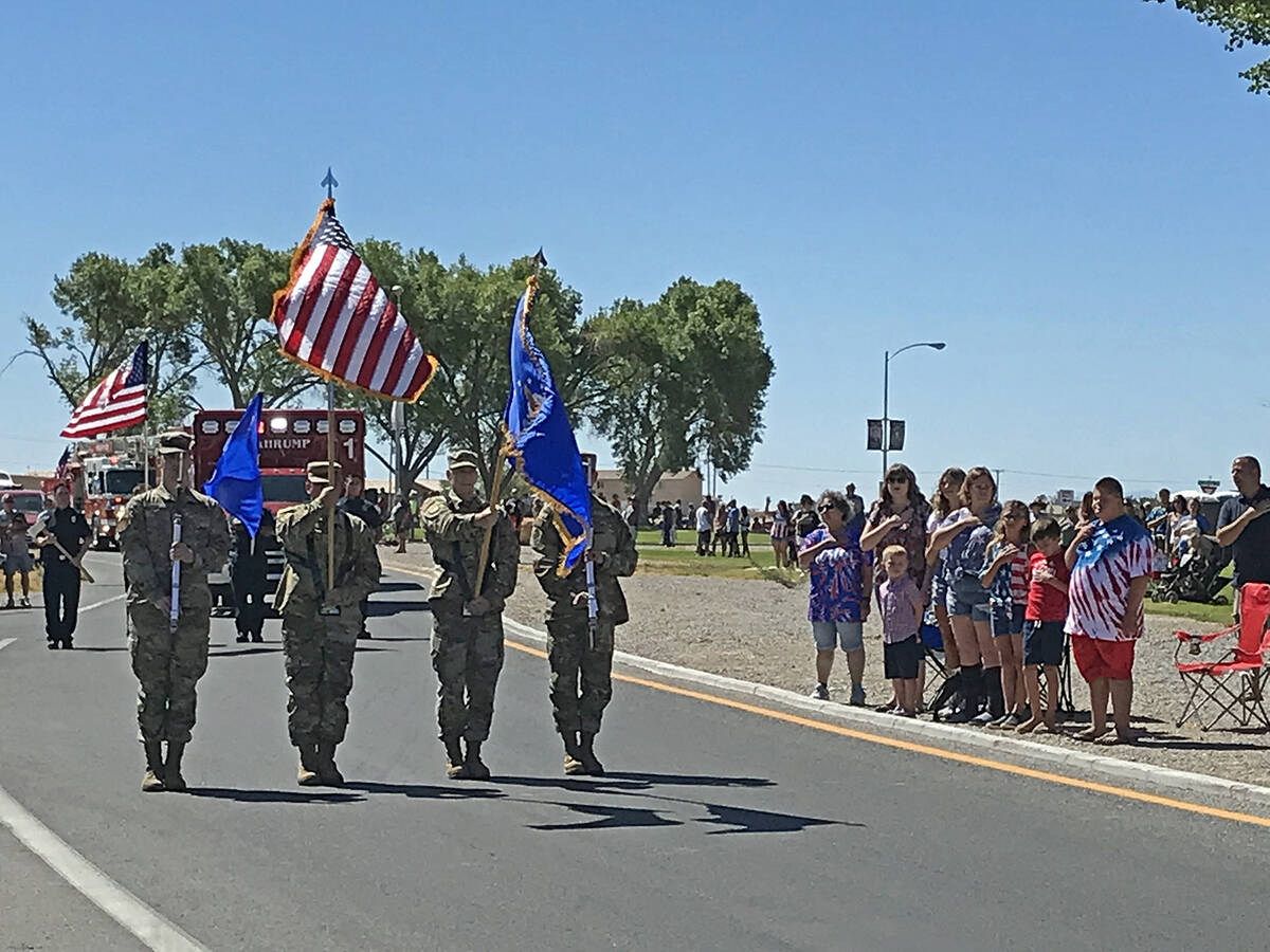 Robin Hebrock/Pahrump Valley Times The Creech Air Force Color Guard is pictured opening the Fou ...