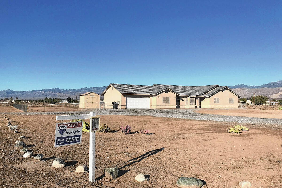 Pahrump Valley Times--file The median home price for existing single-family homes in Pahrump h ...