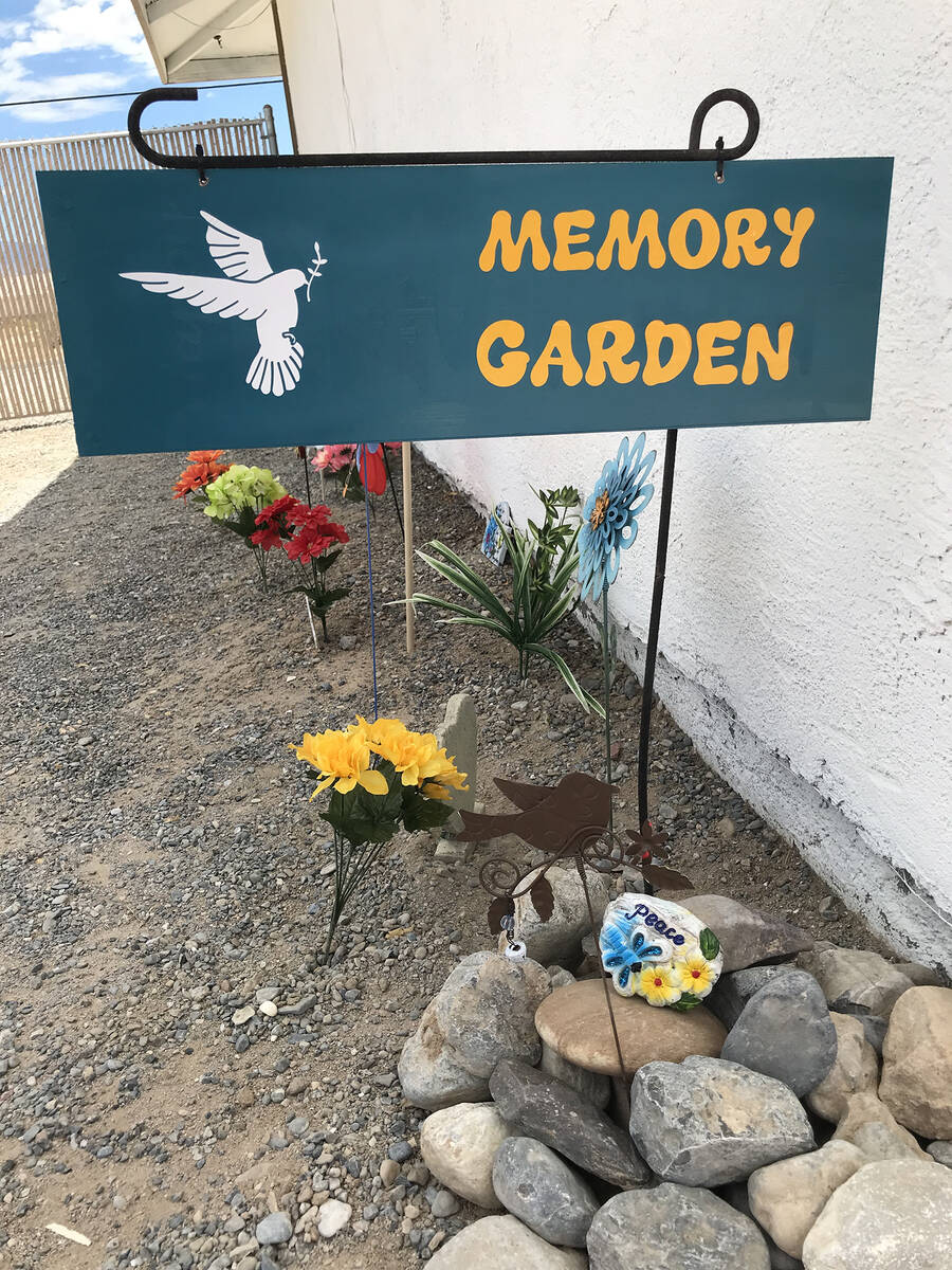Robin Hebrock/Pahrump Valley Times The Memorial Rock Garden is located on the shady side of the ...