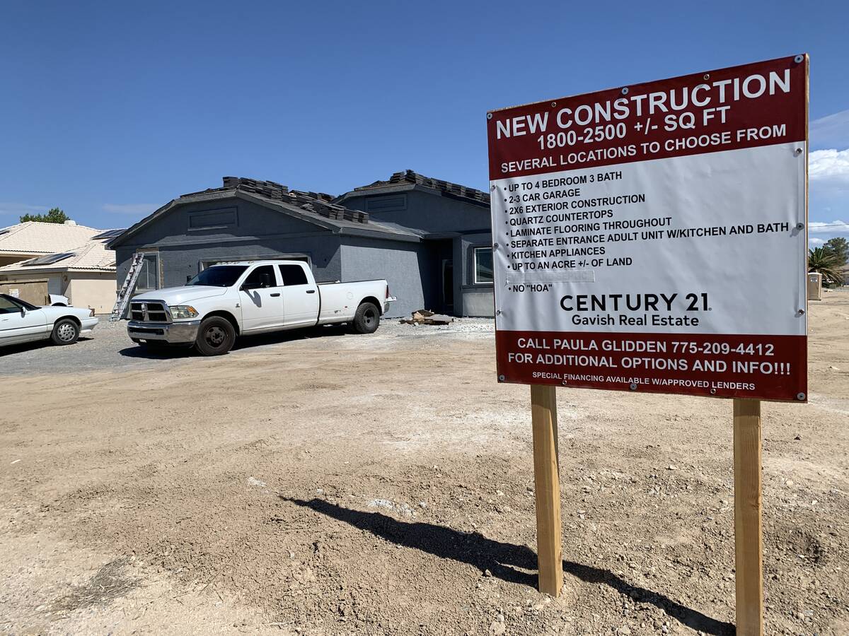Brent Schanding/Pahrump Valley Times - A house under construction at Pebble Beach Avenue and Ea ...
