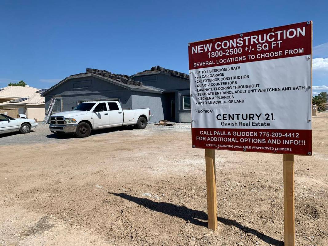 Brent Schanding/Pahrump Valley Times - A house under construction at Pebble Beach Avenue and Ea ...