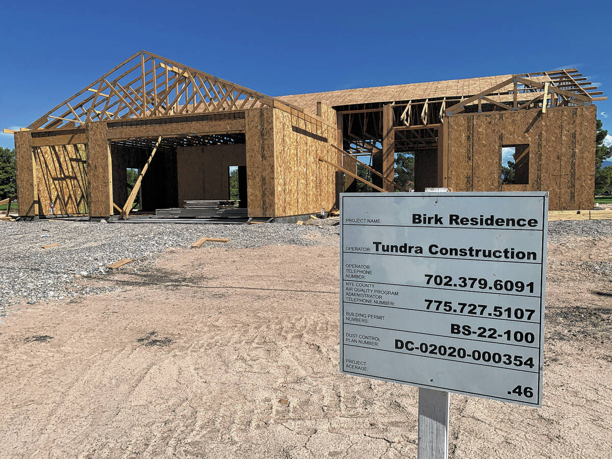 Brent Schanding/Pahrump Valley Times - A house under construction on the 1800 block of Augusta ...