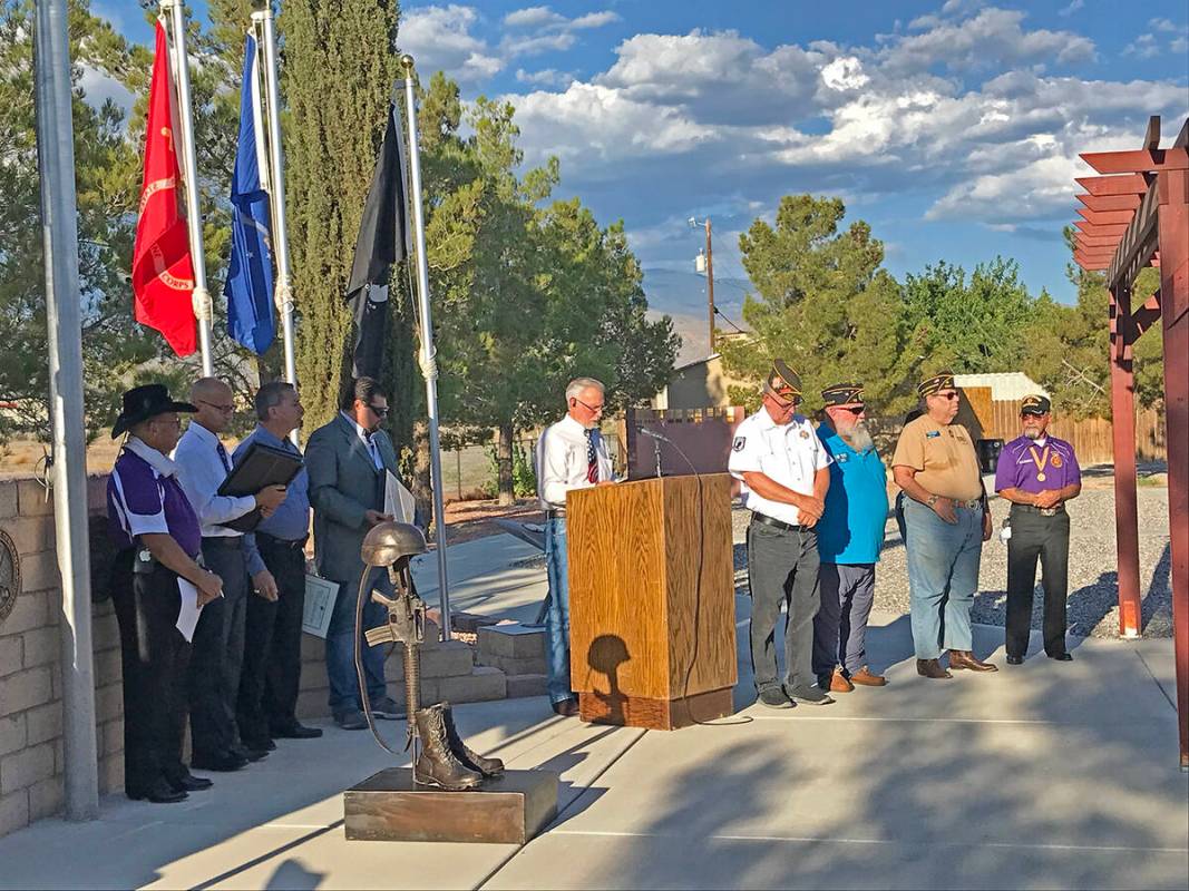 Robin Hebrock/Pahrump Valley Times Nye County Commission Chair Frank Carbone, at the podium, is ...