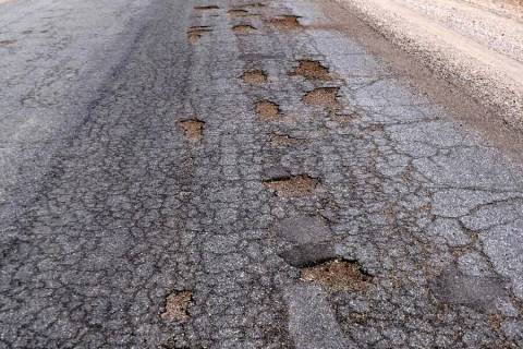 Richard Stephens/Special to the Pahrump Valley Times The horrible condition of Rhyolite Road ha ...