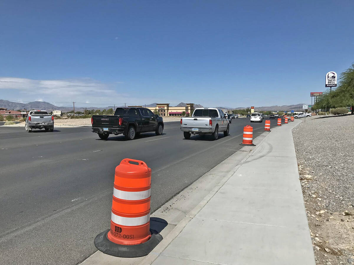 Robin Hebrock/Pahrump Valley Times The Highway 160 improvement project is nearly complete and f ...