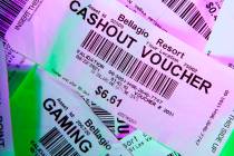 Unredeemed cashout vouchers from Las Vegas casinos on Wednesday, Aug. 17, 2022, in Las Vegas.&# ...