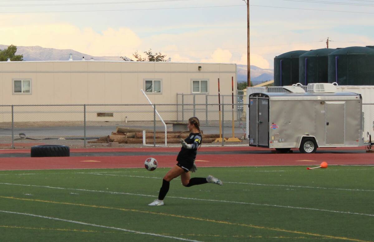 Danny Smyth/Pahrump Valley Times Junior goalkeeper Avery Moore recorded her fifth shutout of t ...