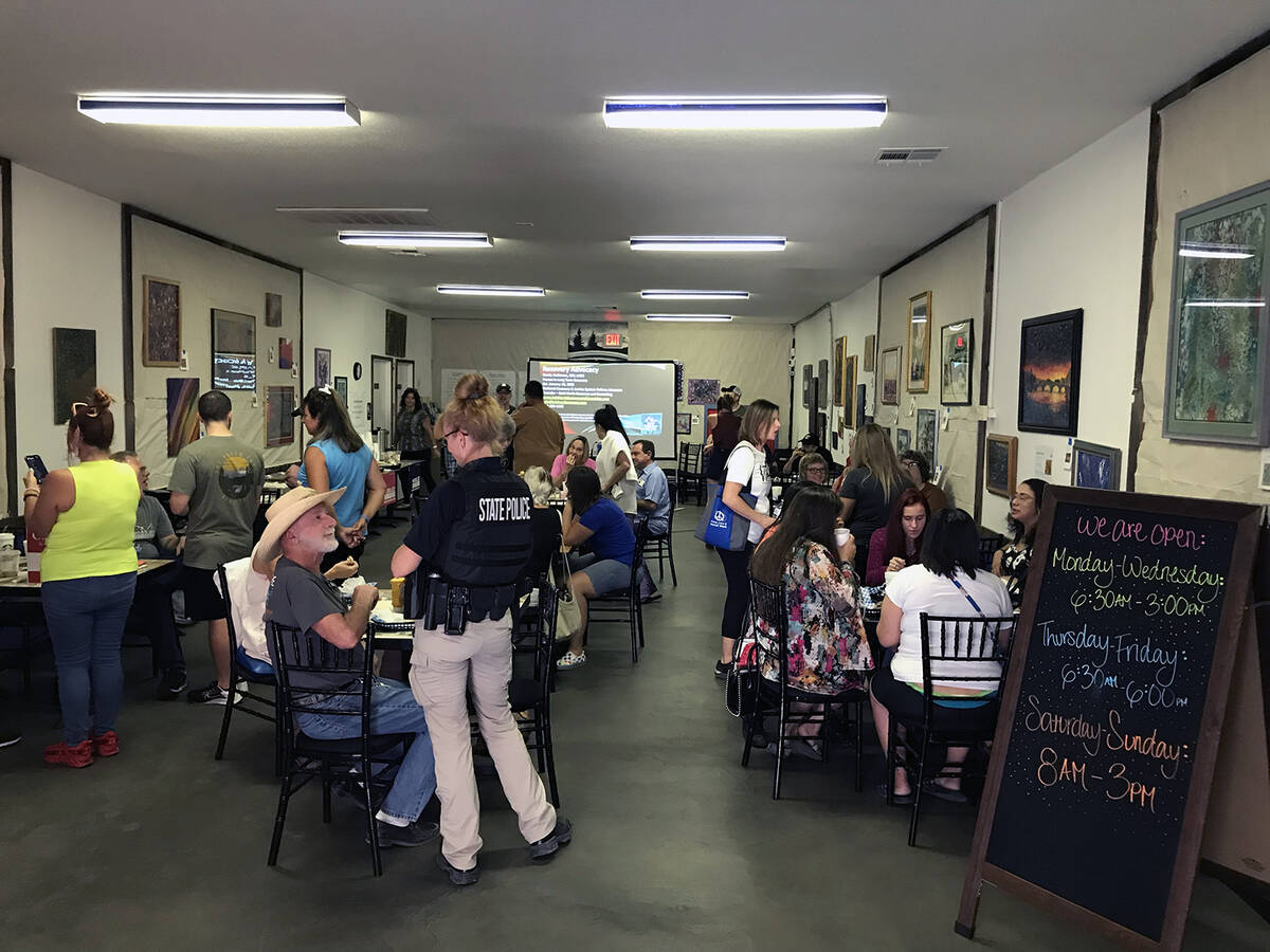 Robin Hebrock/Pahrump Valley Times Inside the Living Free Cafe, dozens of people gathered to ta ...
