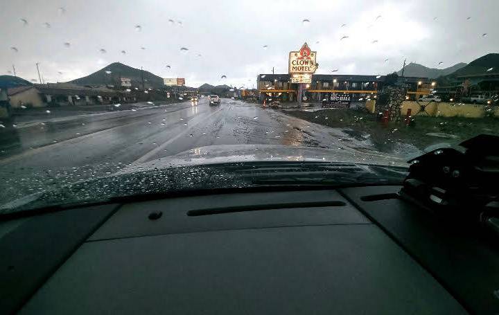 (Nye County Sheriff's Office) Debris from flash flooding partially closed North Main Street in ...