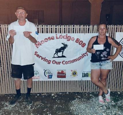 Special to Pahrump Valley Times Larry Workman (left) and Christy Russell (right) came in third ...