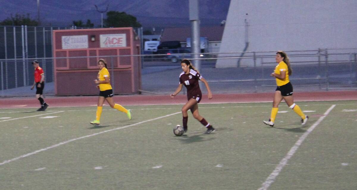 Danny Smyth/Pahrump Valley Times Junior midfielder Kailani Martinez (10) had a goal and two as ...