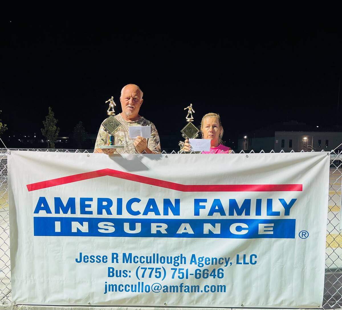 Special to the Pahrump Valley Times The team of Mike Dedeic and Christy Russell finished in th ...