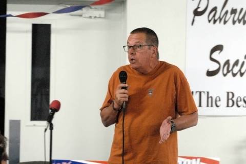 Horace Langford Jr./Pahrump Valley Times Challenger Joe McGill reacts to incumbent Sheriff Sh ...