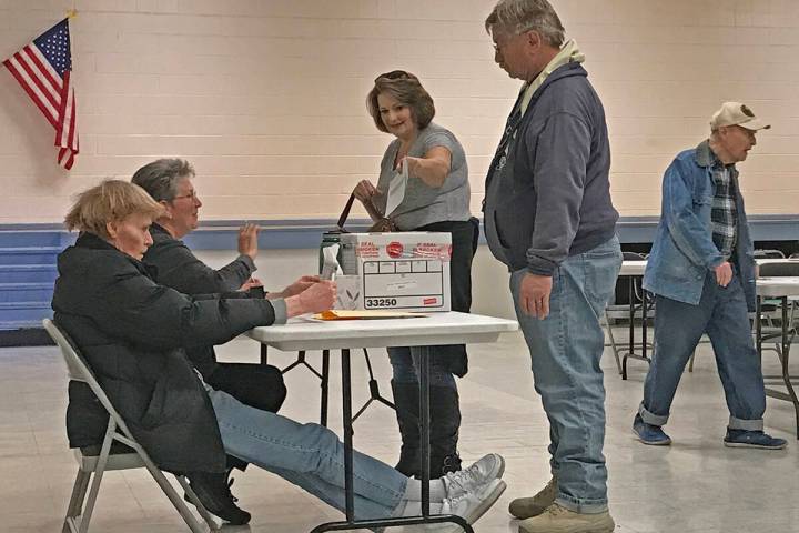 Robin Hebrock/Pahrump Valley Times file photo Nye County Democratic voters are shown placing th ...