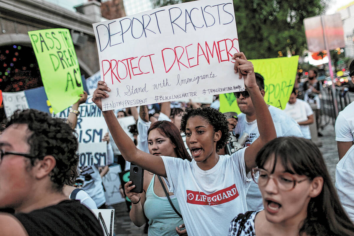 Several hundred Deferred Action for Childhood Arrival program (DACA) recipients and supporters ...