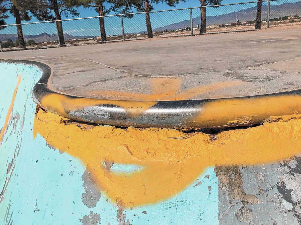 Robin Hebrock/Pahrump Valley Times The rails on the skate bowl are starting to deteriorate.