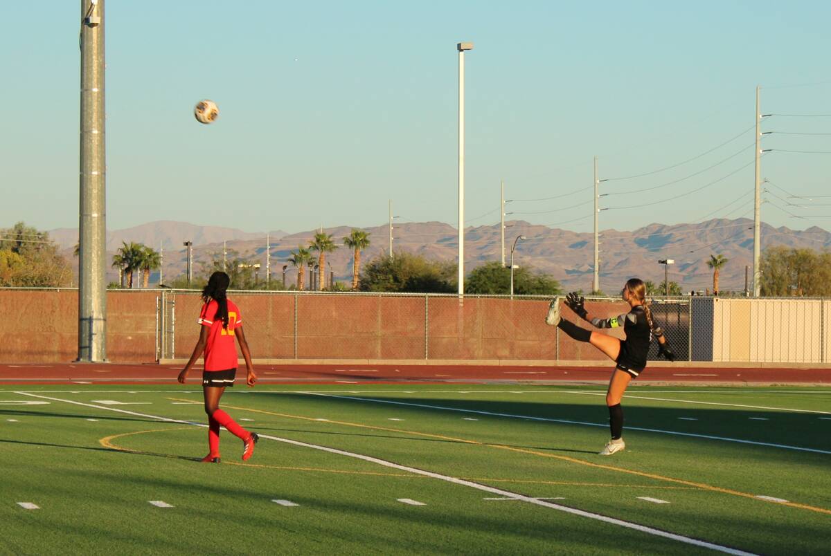 Danny Smyth/Pahrump Valley Times Junior goalkeeper Avery Moore got her 14th shutout of the sea ...