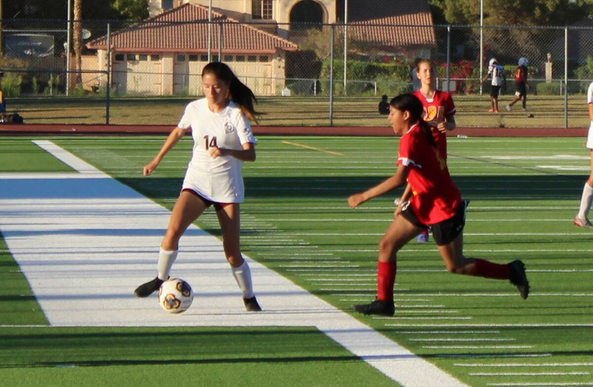Danny Smyth/Pahrump Valley Times Junior forward Grace Miller scored two goals and had one assi ...