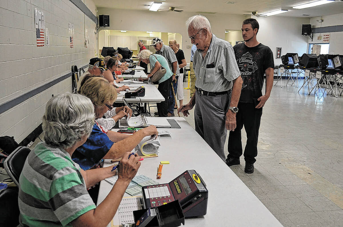 Pahrump Valley Times file photo Polling station in Nye County as seen in the November 2016 gene ...