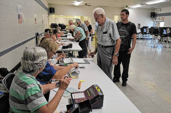 Pahrump Valley Times file photo Polling station in Nye County as seen in the November 2016 gene ...