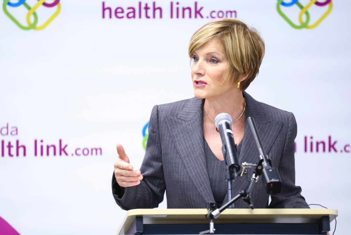 U.S. Rep. Susie Lee, D-Nev., speaks during a news conference kicking off the start of the state ...