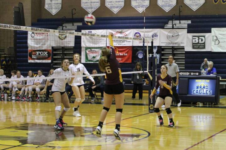 Danny Smyth/Pahrump Valley Times Junior hitter Alina Veloz (6) during the Trojans' southern re ...