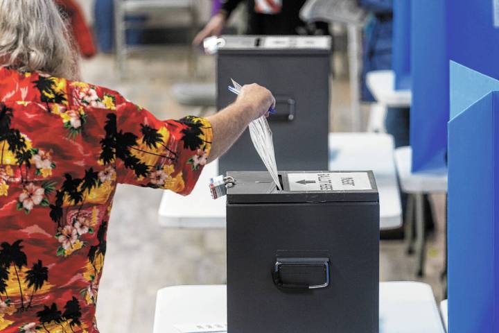 Nye County residents cast their ballots on Election Day at Bob Ruud Community Center in Pahrump ...