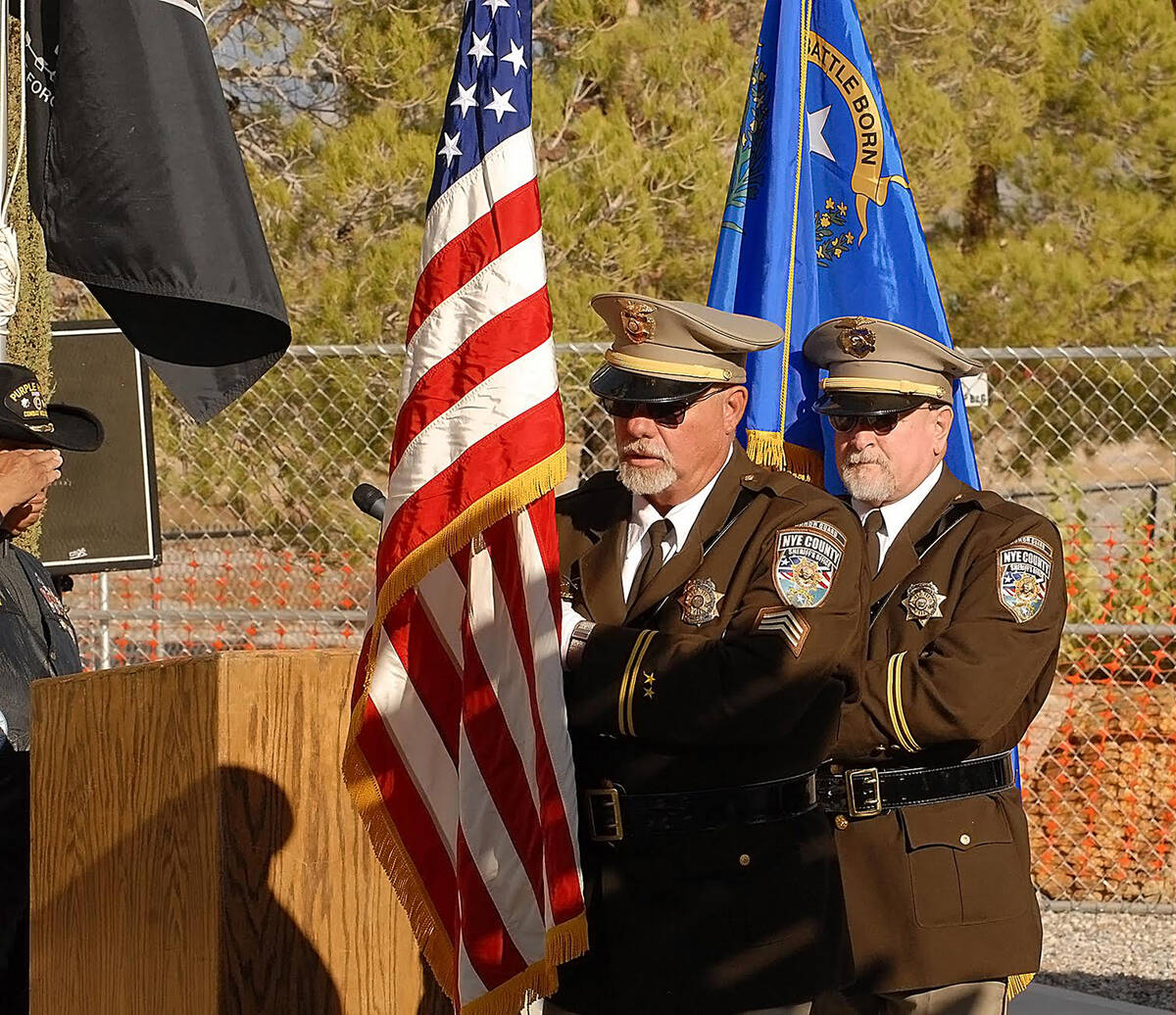Horace Langford Jr./Pahrump Valley Times The Nye County Sheriff's Office Honor Guard is seen p ...
