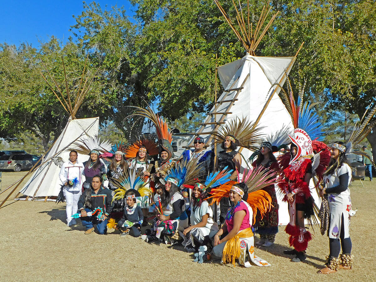 Robin Hebrock/Pahrump Valley Times Native American dancers gather in front of the tipis erected ...