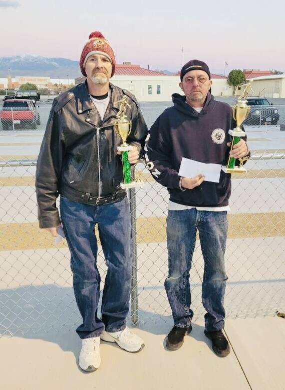 Special to Pahrump Valley Times Kevin Chael (left) and Larry Workman (right) took home second ...
